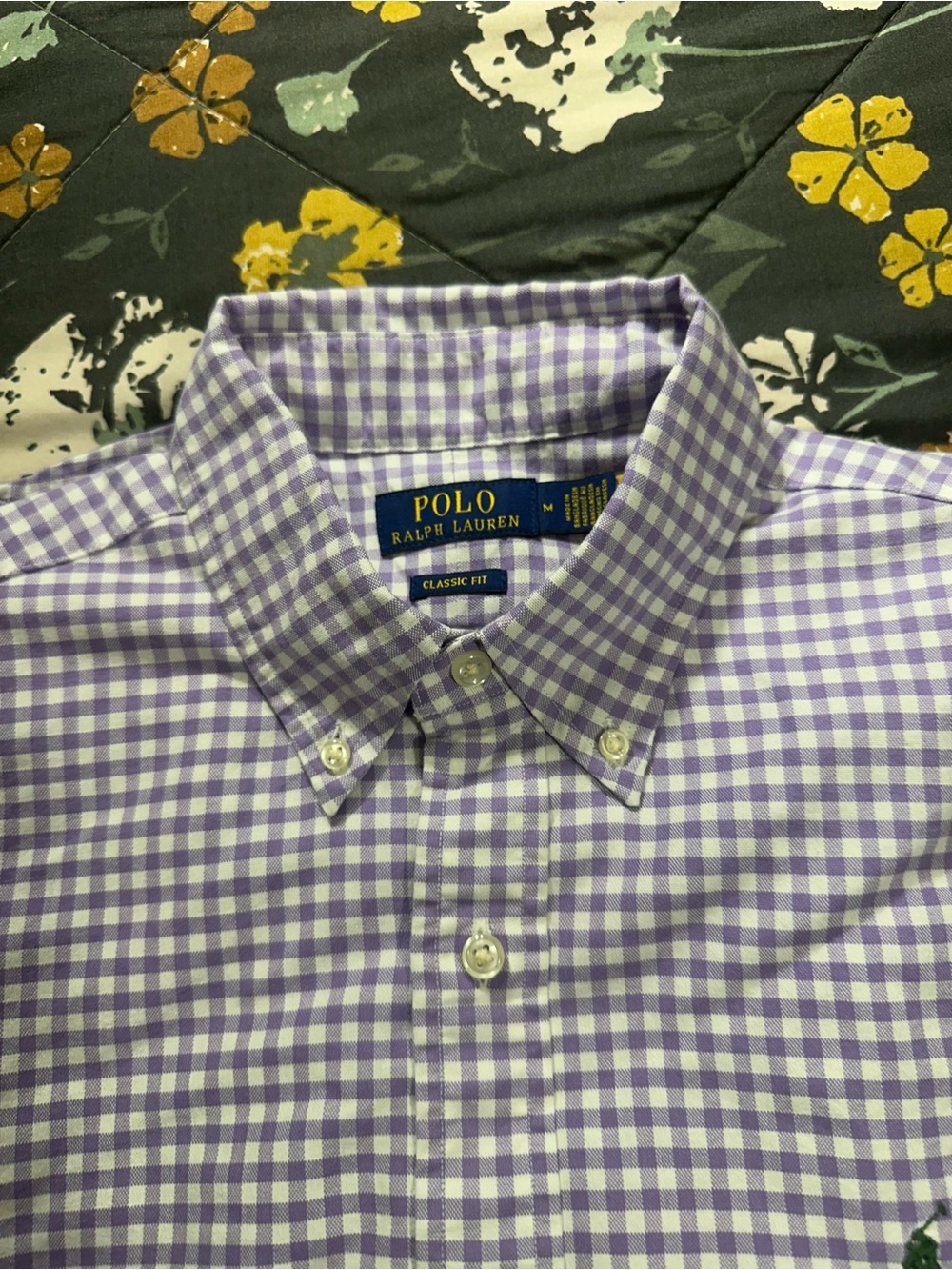 Polo by Ralph Lauren Classic Fit Lavender Gingham Men's Shirt size Medium
